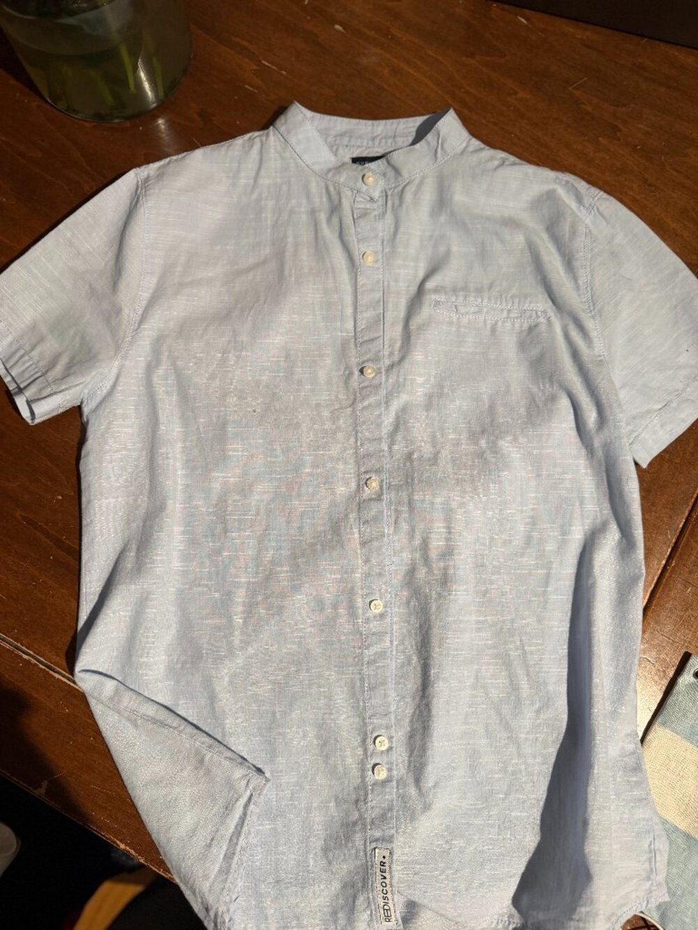 Nukutavake 2 White & Blue Bundle Linen Short Sleeve Grandad Collar Shirt
